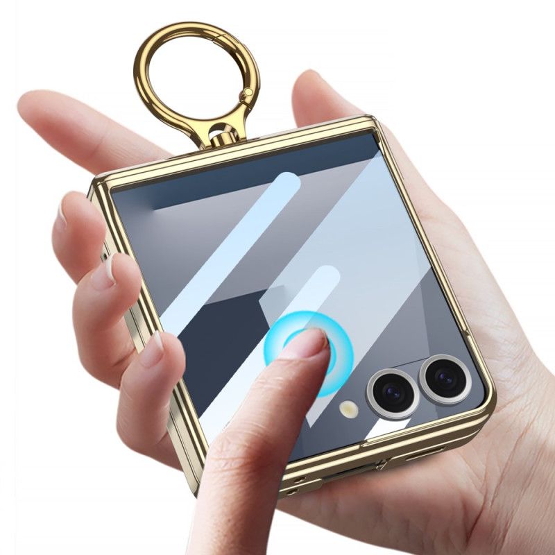 Cover Samsung Galaxy Z Flip 7 Transparent Med Stativ Og Magnetisk Beskyttelse Gkk