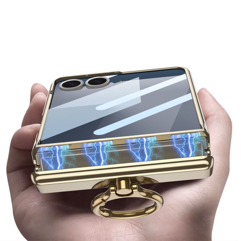 Cover Samsung Galaxy Z Flip 7 Transparent Med Stativ Og Magnetisk Beskyttelse Gkk