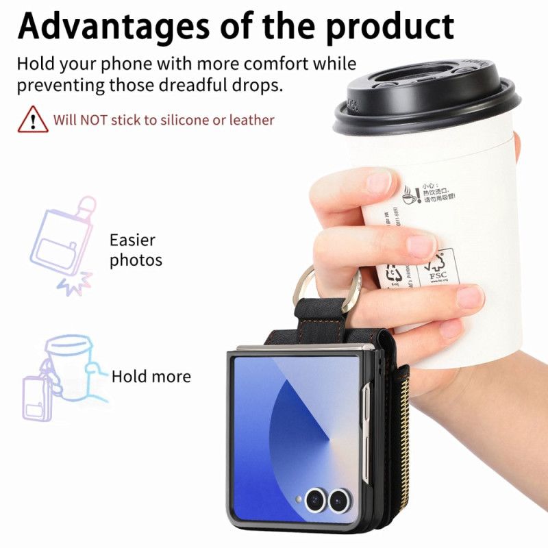 Cover Til Samsung Galaxy Z Flip 7 Lynlåslomme Og Kortholder