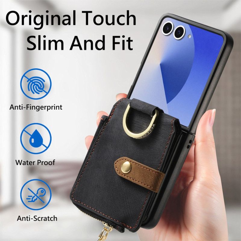 Cover Til Samsung Galaxy Z Flip 7 Lynlåslomme Og Kortholder