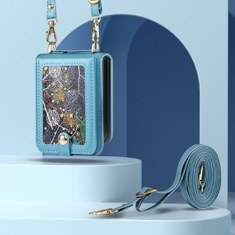 Cover Til Samsung Galaxy Z Flip 7 Marmoreret Kortholder Og Skulderrem