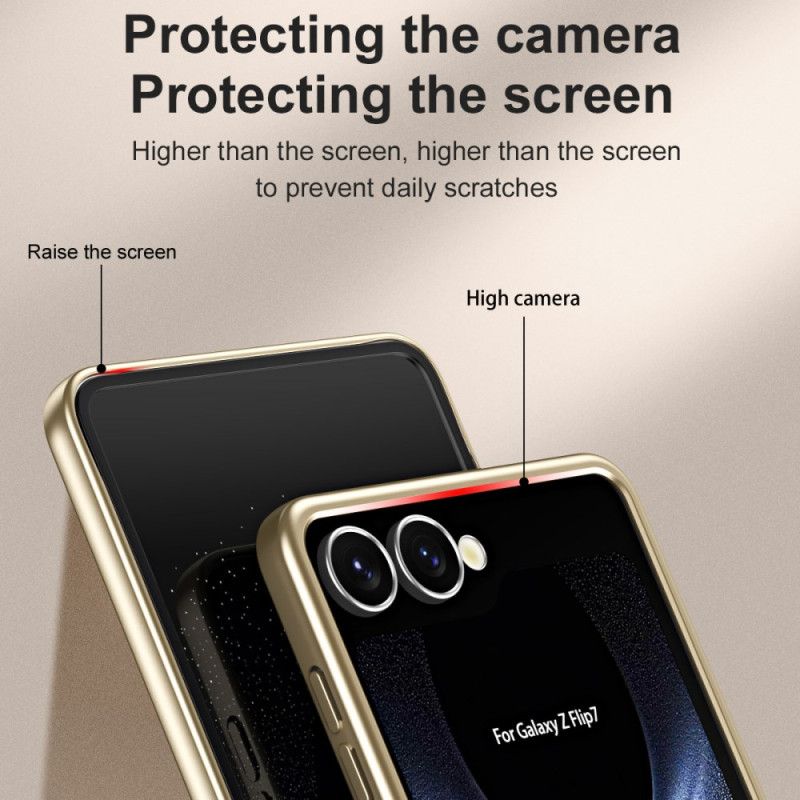Cover Til Samsung Galaxy Z Flip 7 Metallisk Effekt Med Skærmbeskytter
