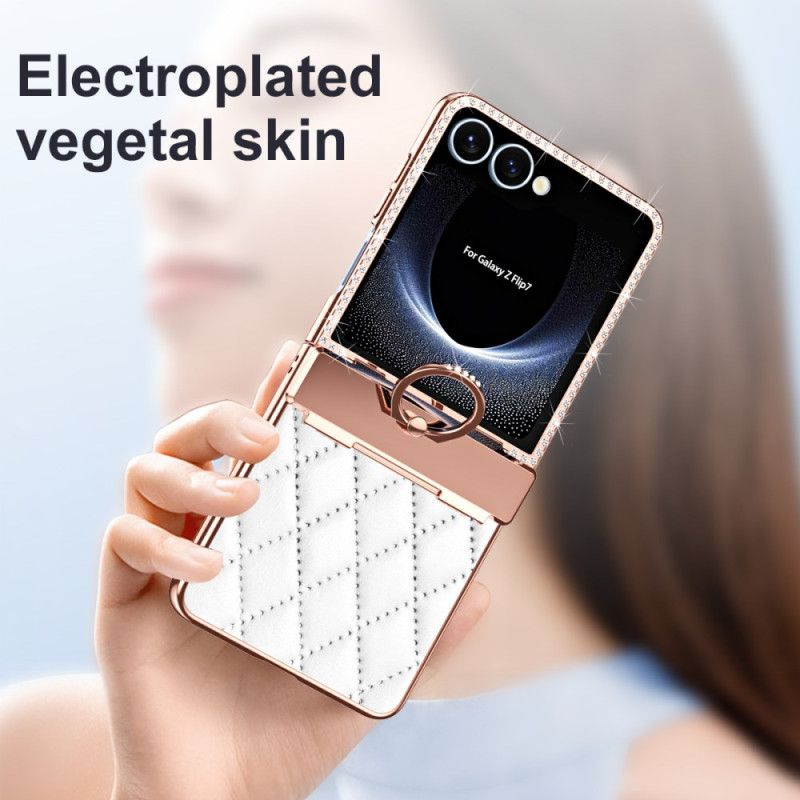 Cover Til Samsung Galaxy Z Flip 7 Ringstativ Og Rhinstensdekoration