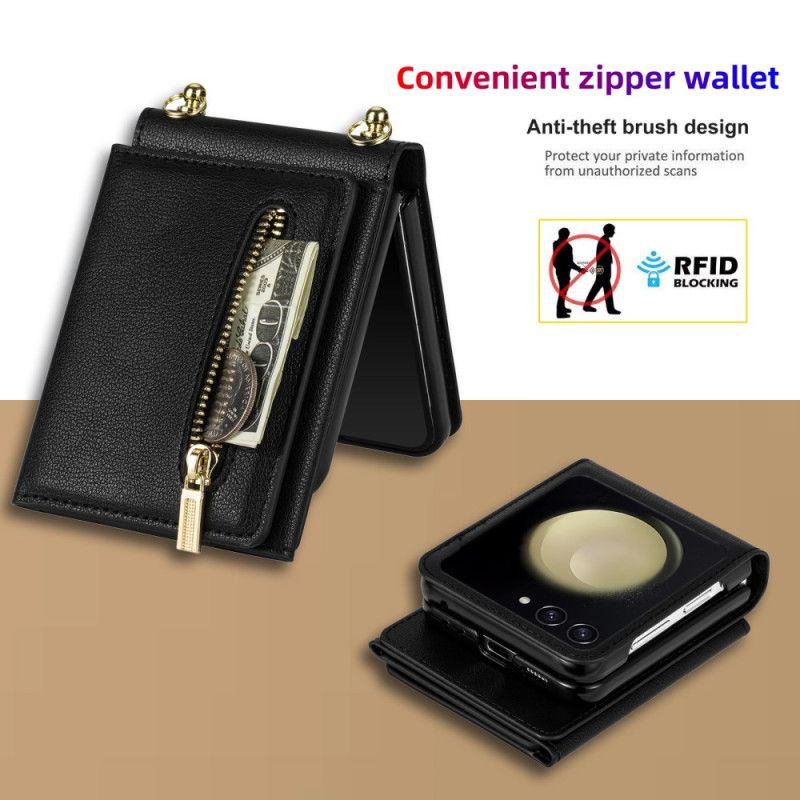 Etui Samsung Galaxy Z Flip 7 Rfid-pung Og Skulderrem