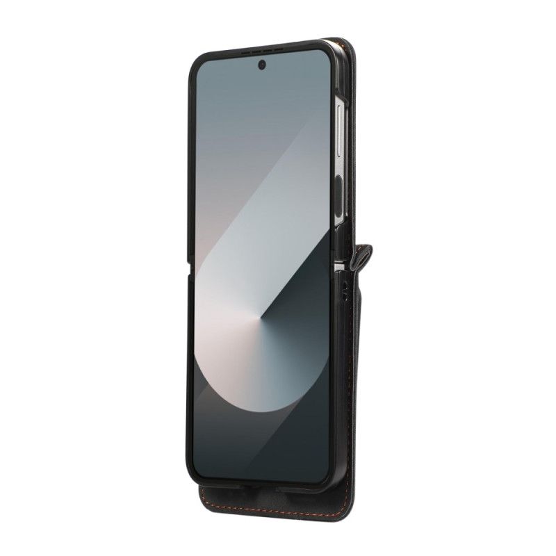 Etui Til Samsung Galaxy Z Flip 7 Kortholder Og Skulderrem I Lædereffekt