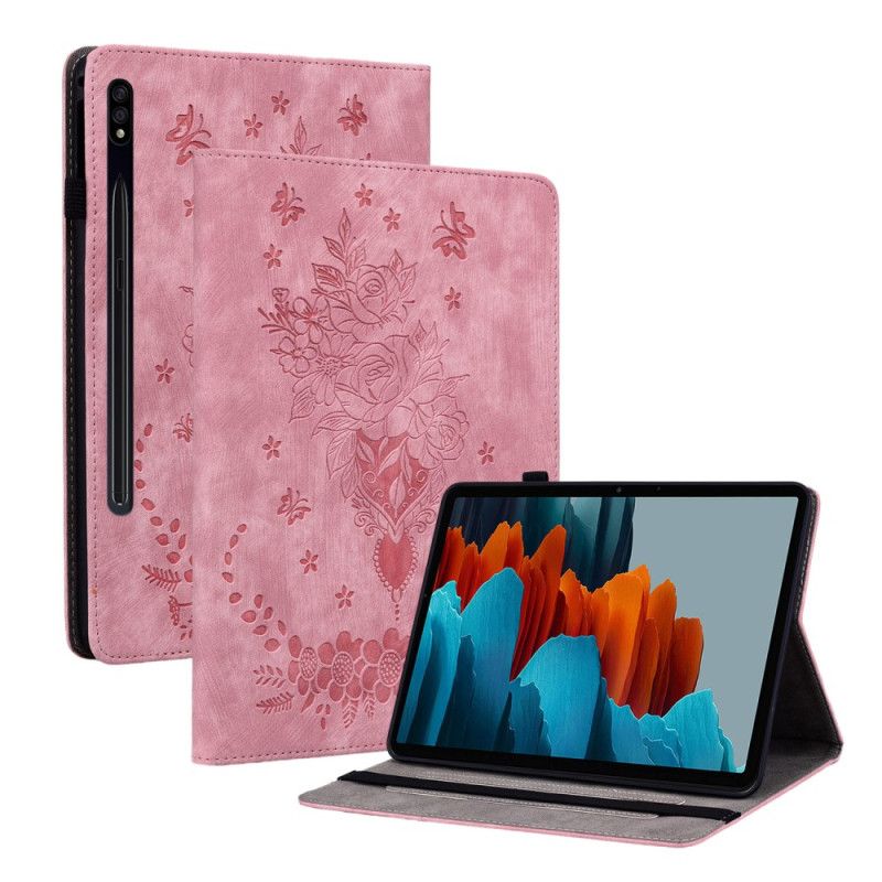 Etui Samsung Galaxy Tab S10 Plus Sommerfugle Og Roser