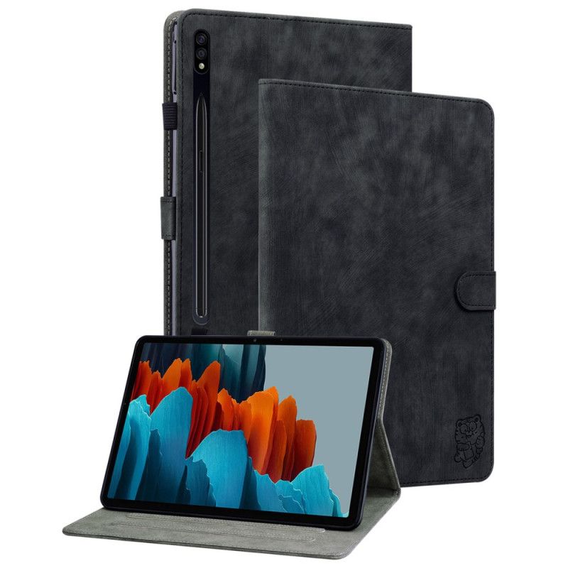Flip Cover Samsung Galaxy Tab S10 Plus Lille Tiger Med Ruskindseffekt