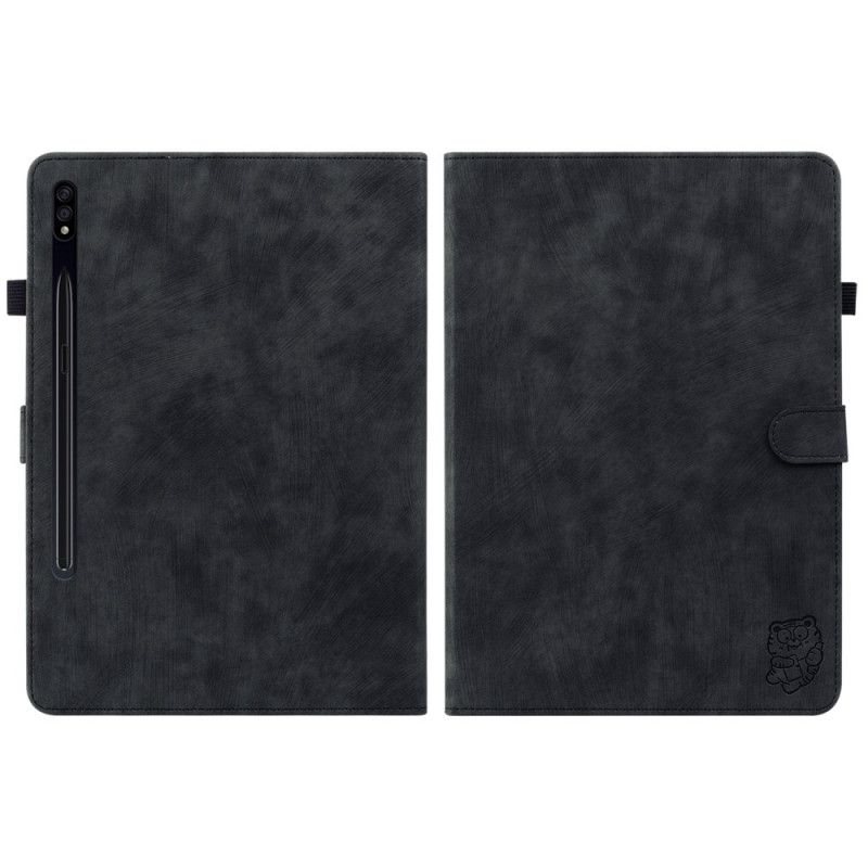 Flip Cover Samsung Galaxy Tab S10 Plus Lille Tiger Med Ruskindseffekt
