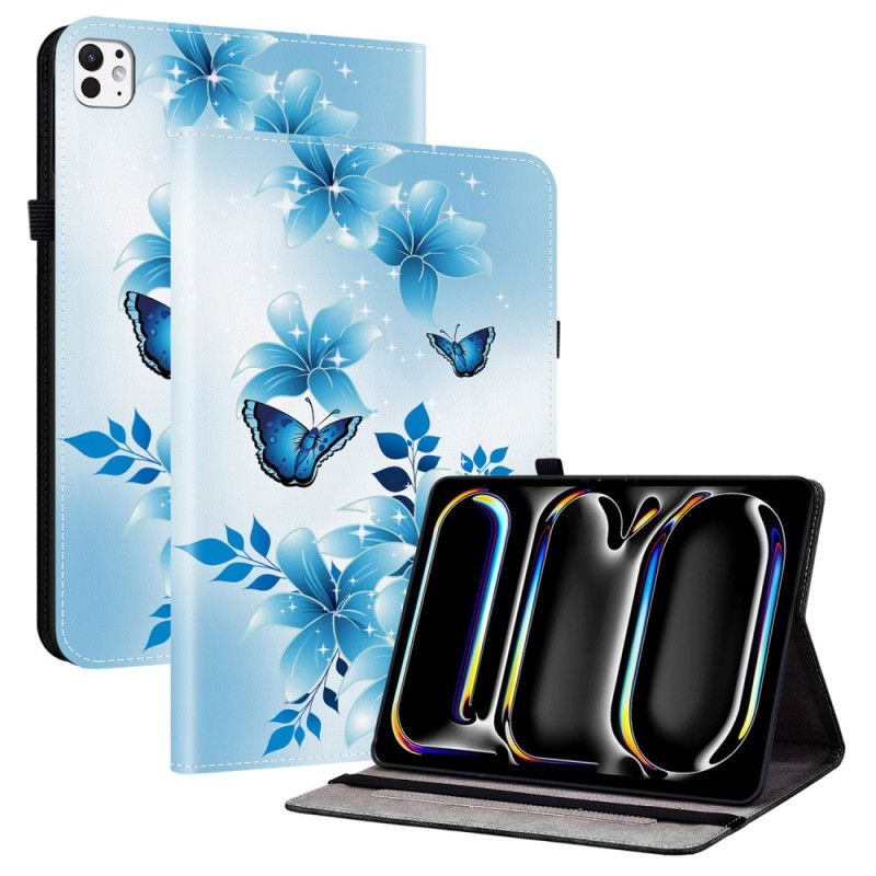 Case iPad Pro 13 (2025) Telefon Etui Blå Sommerfugle