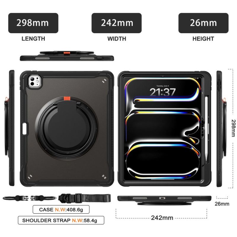 Cover iPad Pro 13 (2025) Roterende Stativ Og Skulderrem