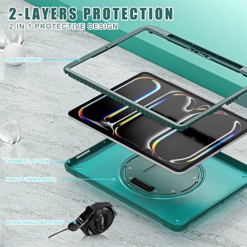 Cover iPad Pro 13 (2025) Telefon Etui Håndrem Stativ Og Skulderrem