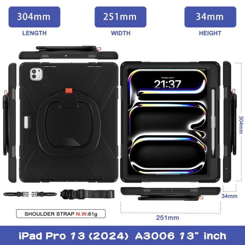 Cover iPad Pro 13 (2025) Telefon Etui Ringholder Og Justerbar Skulderrem