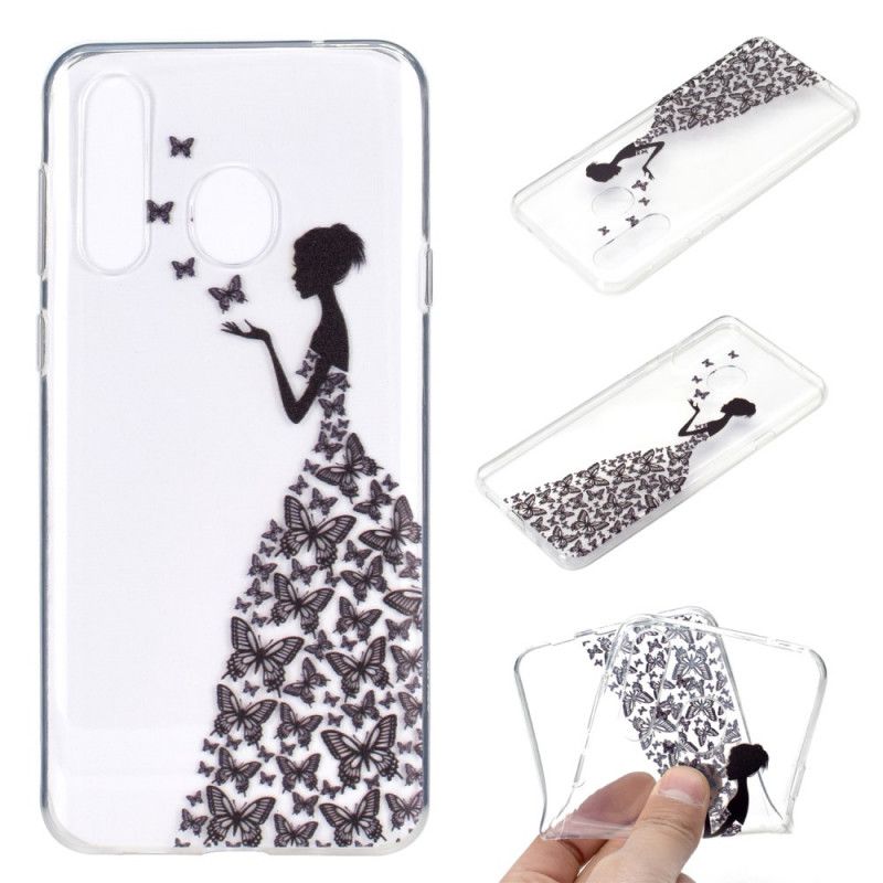 Cover Huawei Y6p Gennemsigtig Kjole Med Sommerfugle