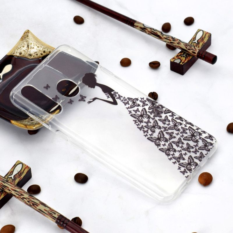 Cover Huawei Y6p Gennemsigtig Kjole Med Sommerfugle