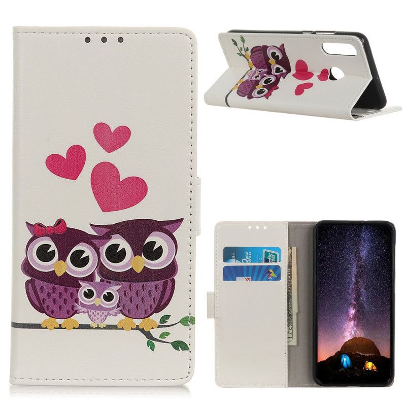 Flip Cover Læder for Huawei Y6p Familie Af Ugler
