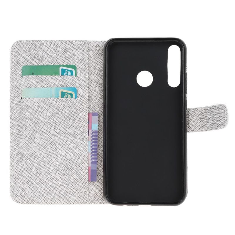 Flip Cover Læder Huawei Y6p Diamant Sommerfugle Med Rem