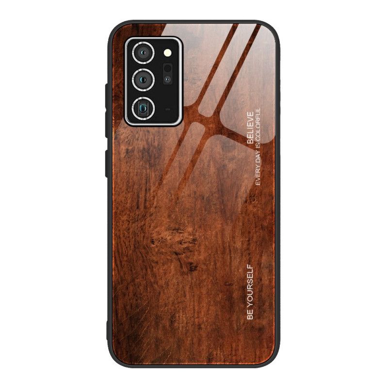 Cover for Samsung Galaxy Note 20 Sort Hærdet Trædesignglas