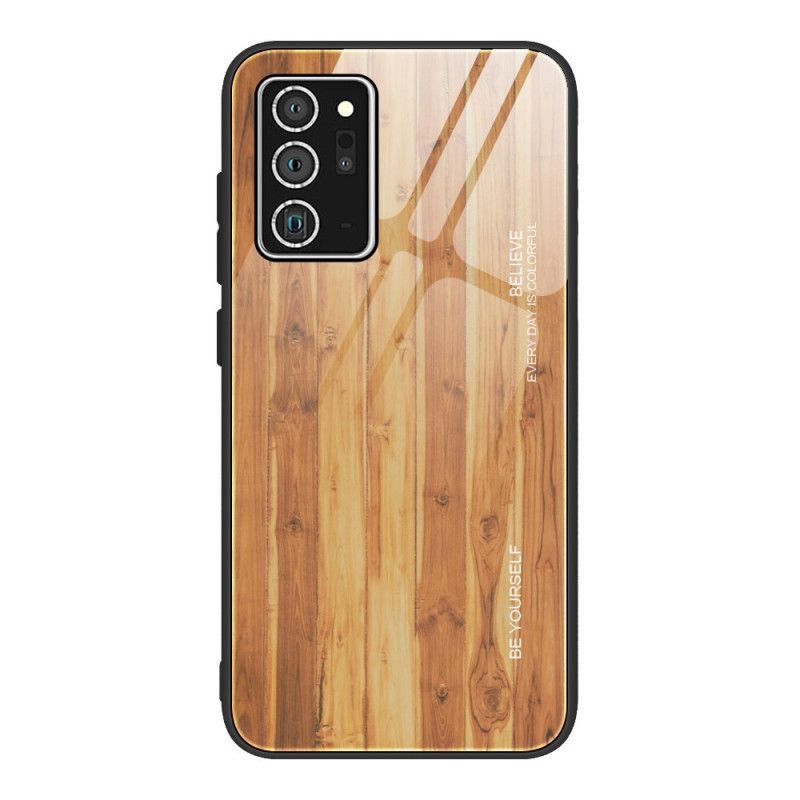 Cover for Samsung Galaxy Note 20 Sort Hærdet Trædesignglas