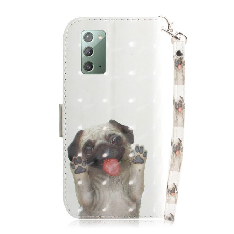 Flip Cover Læder Samsung Galaxy Note 20 Elsker Min Hund Med Rem Beskyttelse