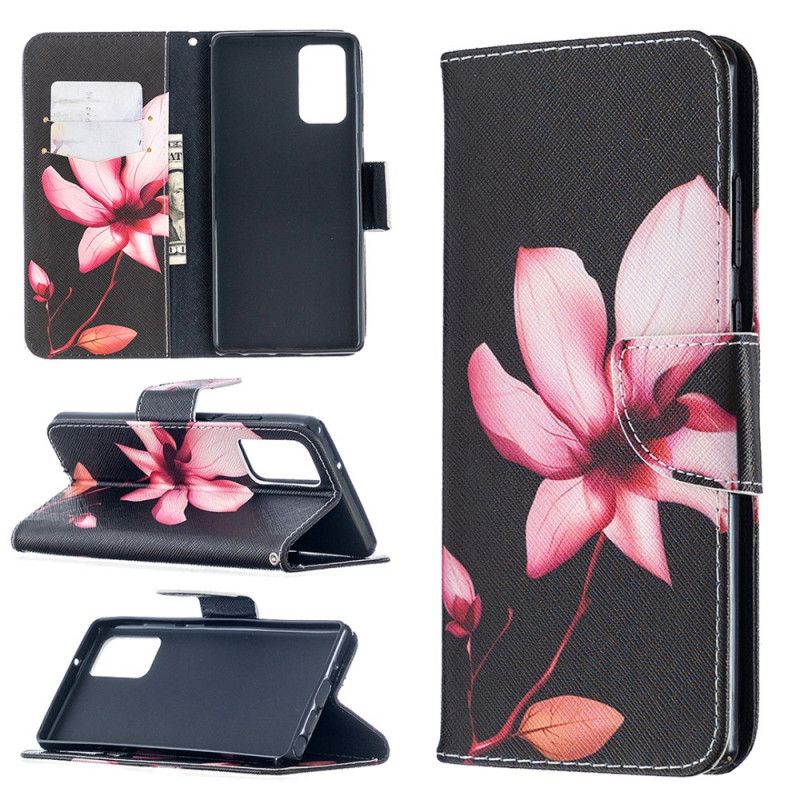 Flip Cover Læder Samsung Galaxy Note 20 Lyserød Blomst