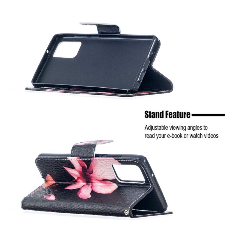 Flip Cover Læder Samsung Galaxy Note 20 Lyserød Blomst