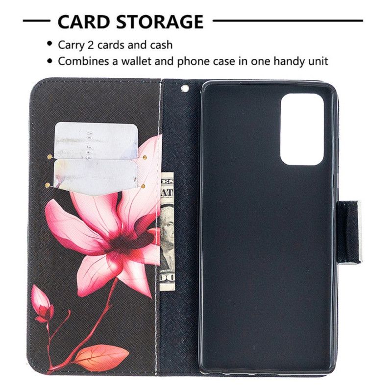 Flip Cover Læder Samsung Galaxy Note 20 Lyserød Blomst