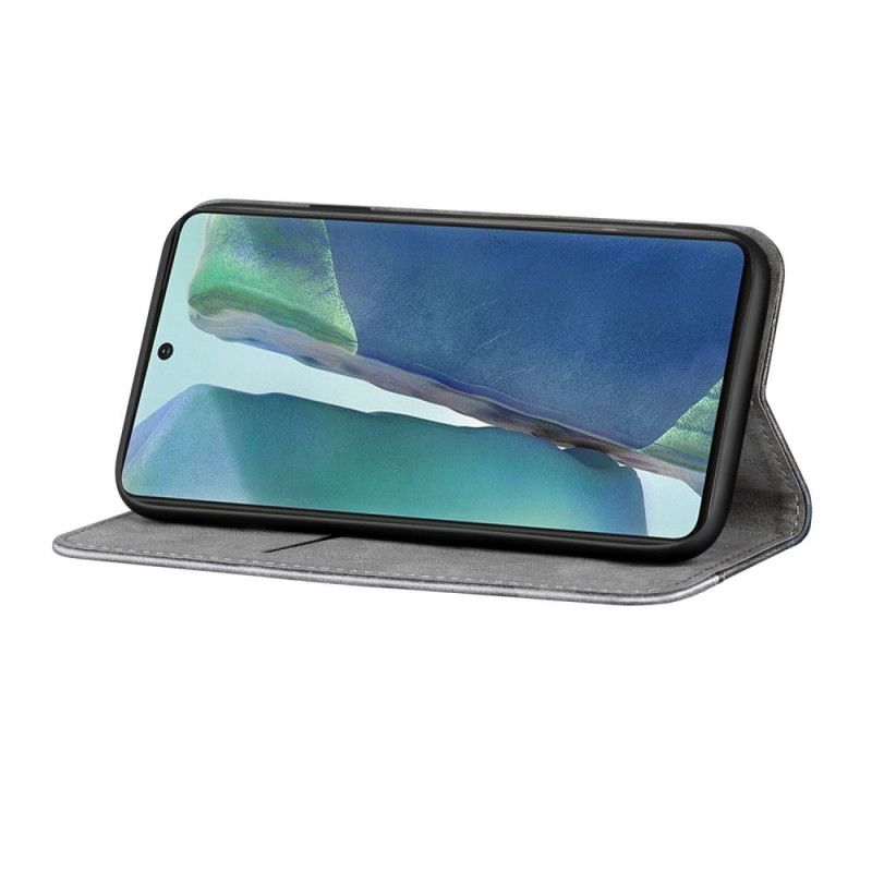 Læder Cover Samsung Galaxy Note 20 Grå Mobilcover Tofarvet Lædereffekt