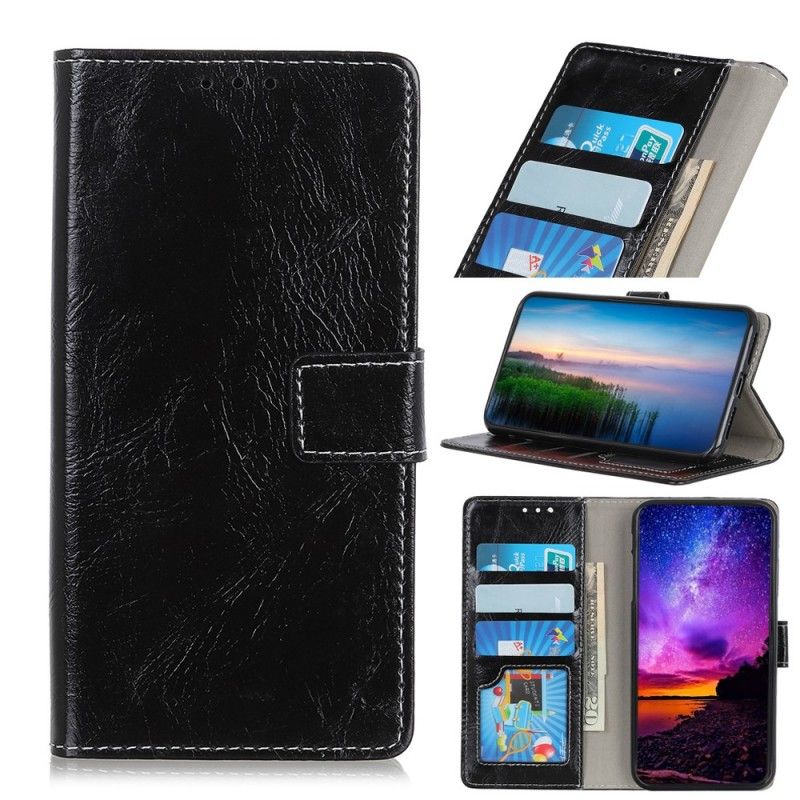 Flip Cover Huawei P Smart Z Sort Mobilcover Skinnende Og Synlige Sømme