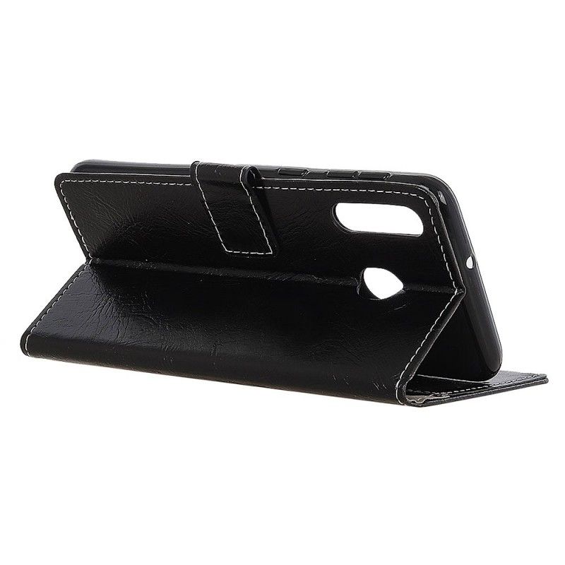 Flip Cover Huawei P Smart Z Sort Mobilcover Skinnende Og Synlige Sømme