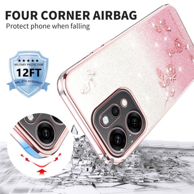 Cover Oppo Reno 14 Pro 5g Blomster Og Rhinsten