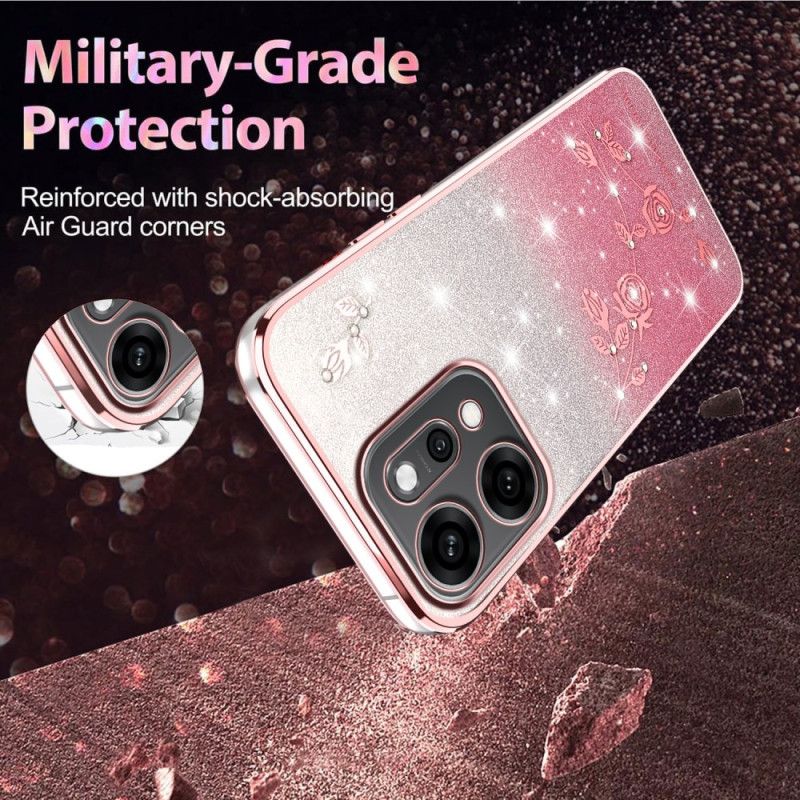 Cover Oppo Reno 14 Pro 5g Blomster Og Rhinsten