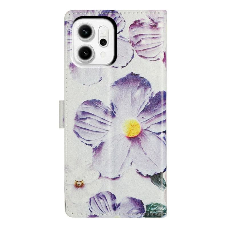 Flip Cover Oppo Reno 14 Pro 5g Blomsterdesign Violet