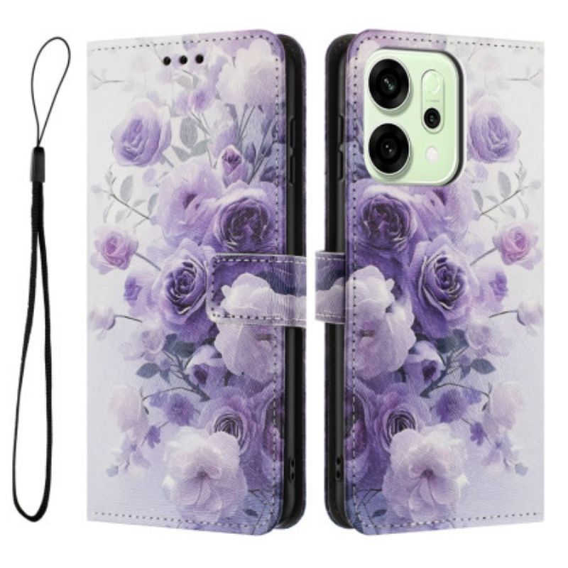Flip Cover Oppo Reno 14 Pro 5g Lilla Roser