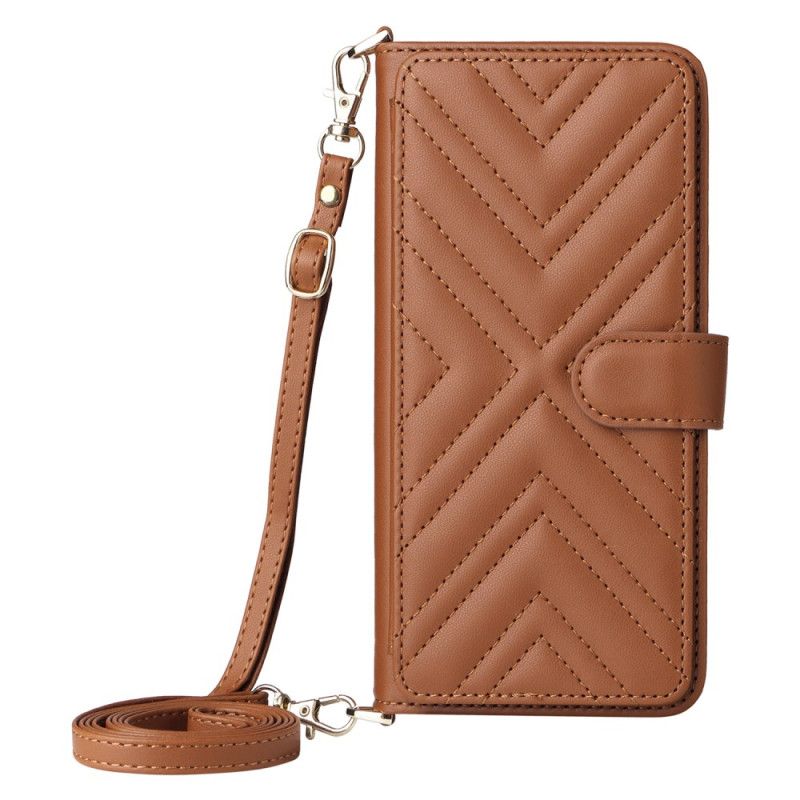 Flip Cover Oppo Reno 14 Pro 5g Quiltet Med Rem Og Håndledsrem