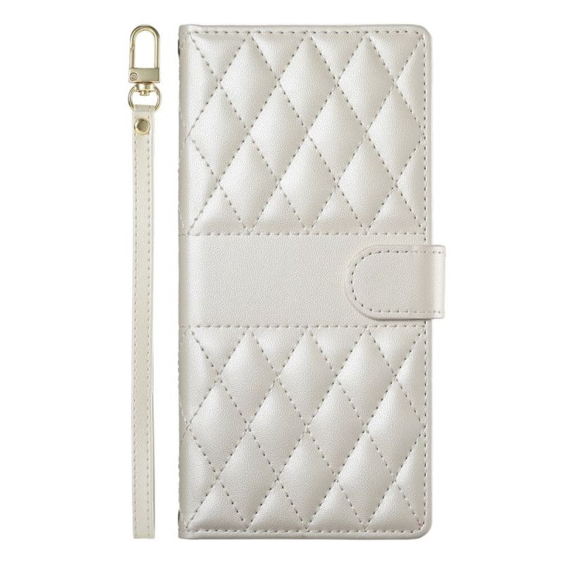 Læder Cover Oppo Reno 14 Pro 5g Quiltet Med Rem Og Skulderrem