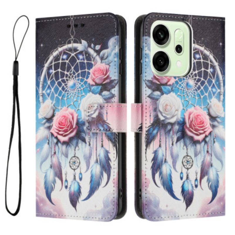 Læder Cover Oppo Reno 14 Pro 5g Telefon Etui Blomsterdrømmefanger