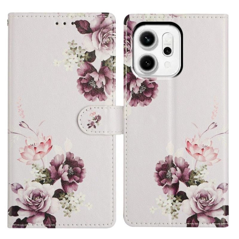 Læder Cover Oppo Reno 14 Pro 5g Telefon Etui Blomstermotiv