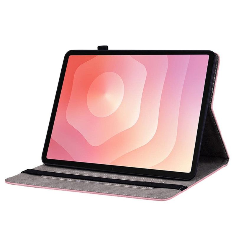 Etui Til Samsung Galaxy Tab S11 Blomstermotiv Med Ruskindseffekt