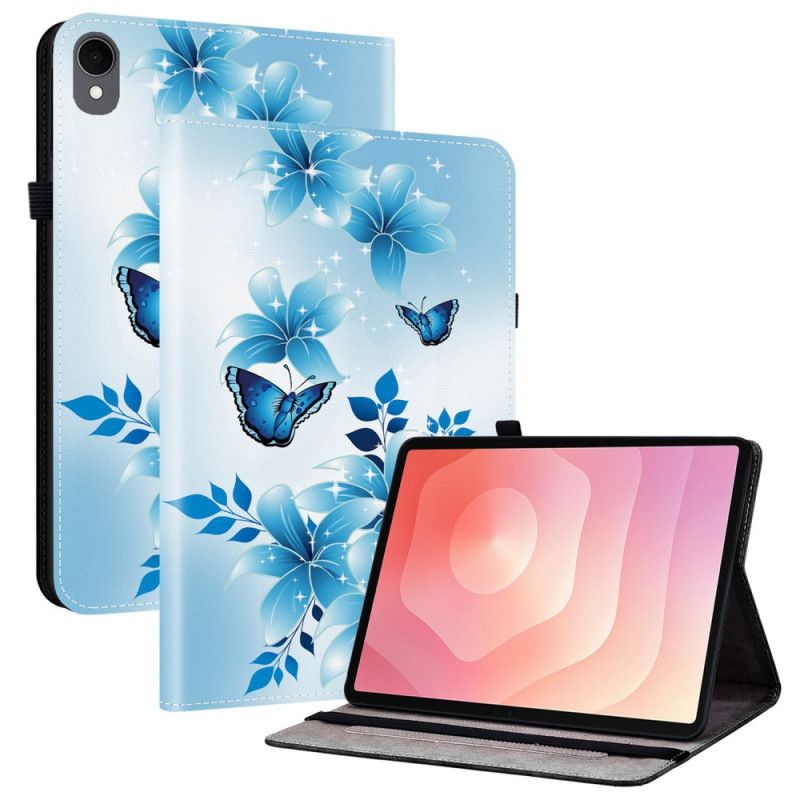 Etui Til Samsung Galaxy Tab S11 Sommerfugle Og Blå Blomster