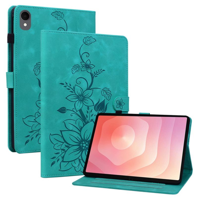 Flip Cover Samsung Galaxy Tab S11 Blomstermotiv Med Ruskindseffekt