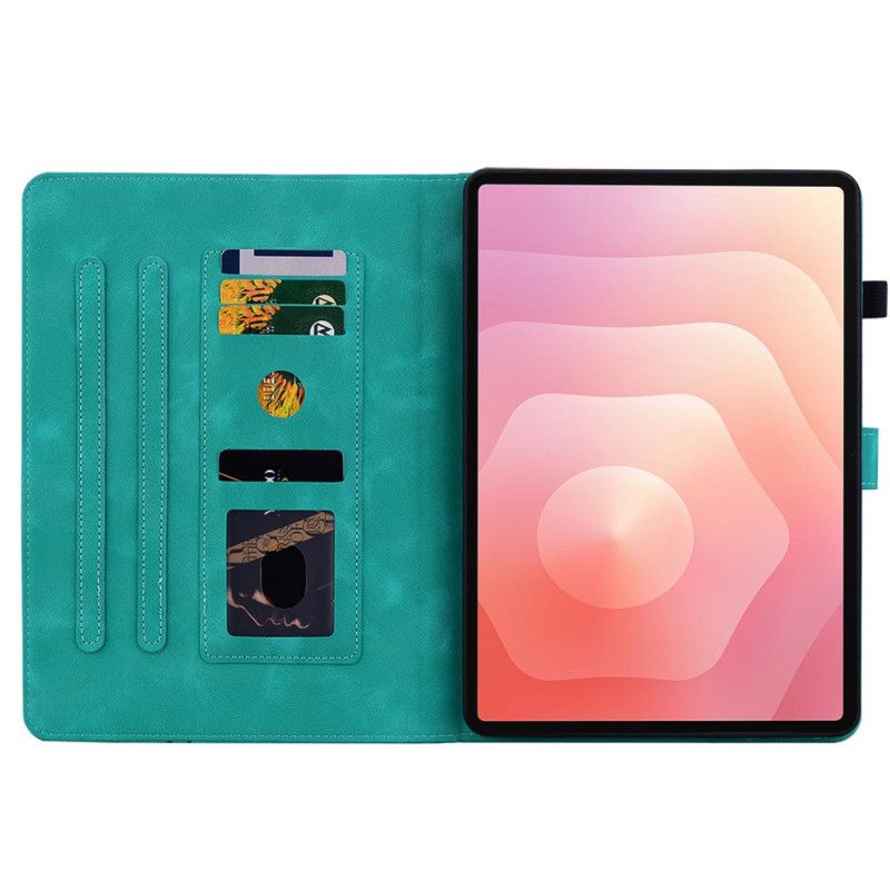 Flip Cover Samsung Galaxy Tab S11 Blomstermotiv Med Ruskindseffekt