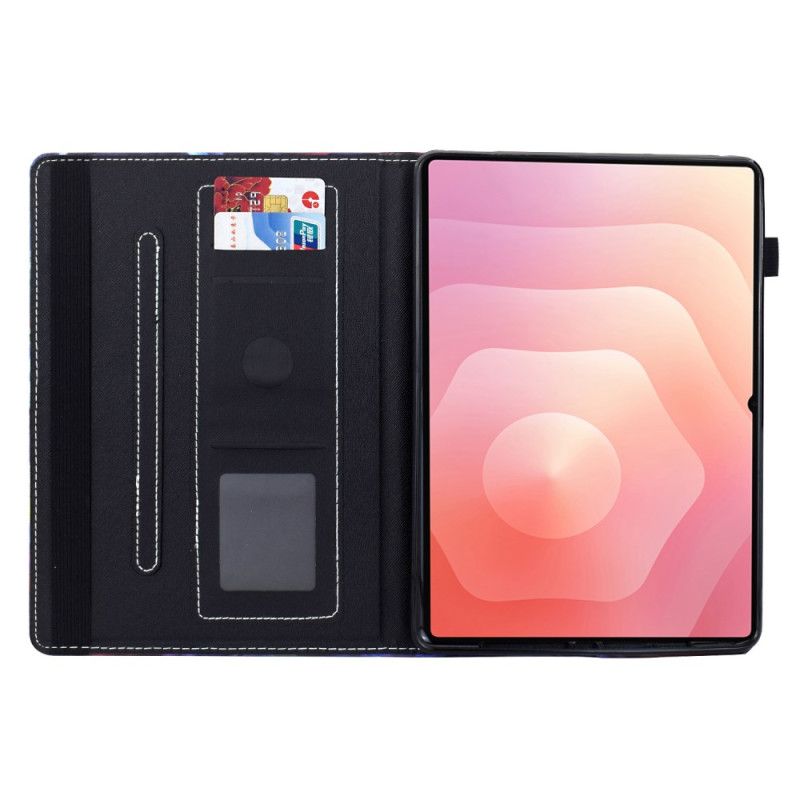 Flip Cover Samsung Galaxy Tab S11 Farvede Blomster Og Fugle