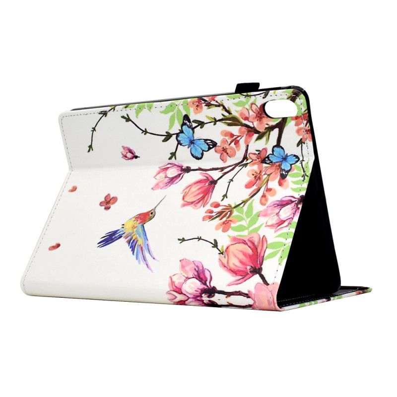 Flip Cover Samsung Galaxy Tab S11 Farvede Blomster Og Fugle
