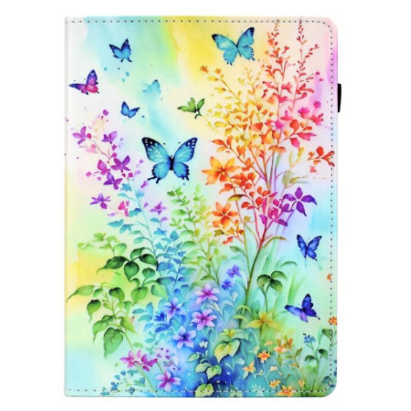 Flip Cover Samsung Galaxy Tab S11 Farvede Blomster Og Sommerfugle