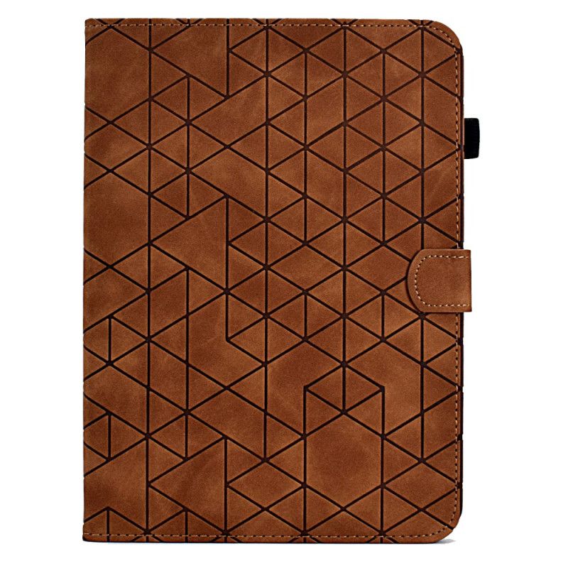 Flip Cover Samsung Galaxy Tab S11 Geometrisk Mønster Med Ruskindseffekt
