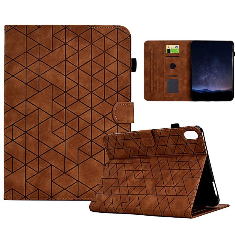 Flip Cover Samsung Galaxy Tab S11 Geometrisk Mønster Med Ruskindseffekt