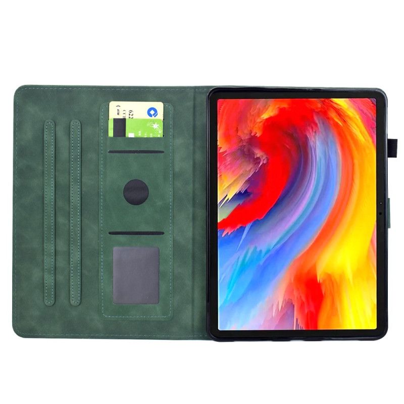 Flip Cover Samsung Galaxy Tab S11 Plantemønster Med Ruskindseffekt