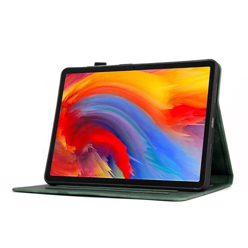 Flip Cover Samsung Galaxy Tab S11 Plantemønster Med Ruskindseffekt