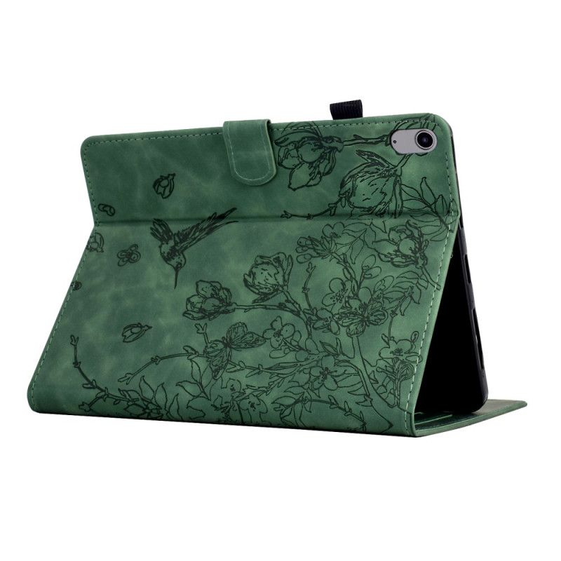 Flip Cover Samsung Galaxy Tab S11 Plantemønster Med Ruskindseffekt