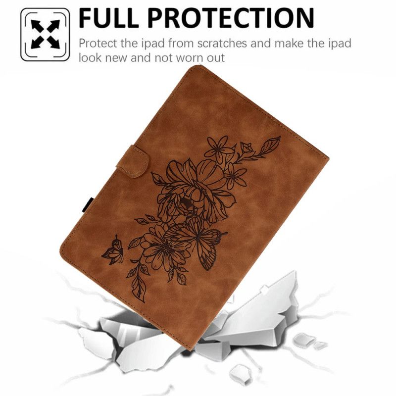 Flip Cover Samsung Galaxy Tab S11 Ruskindsblomst- Og Sommerfugleeffekt